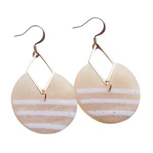KalhMade Earrings in Neutral Tones with Clay and Hammered Brass EUC
